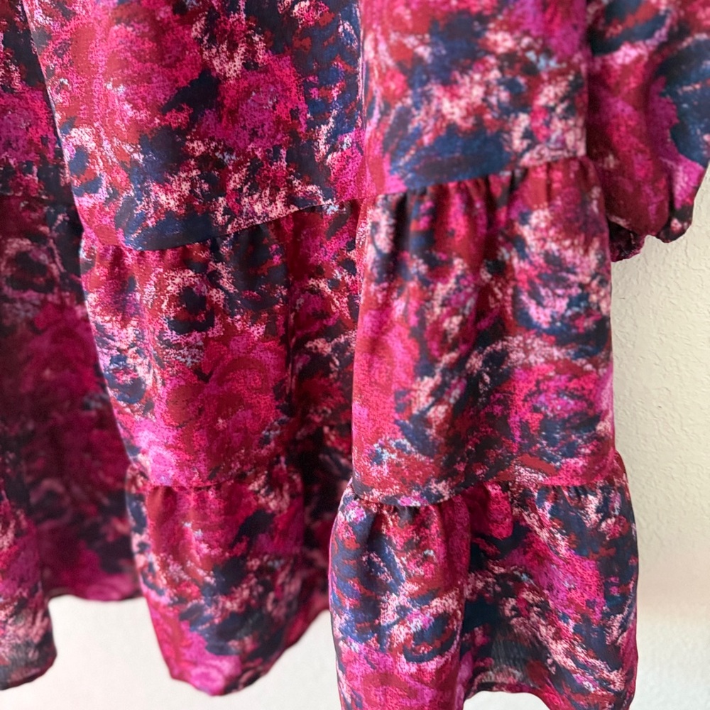 Time and Tru Vibrant Floral Long Sleeve tiered Dress size XXL(20) - Picture 7 of 9